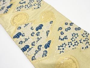 アンティーク　松皮菱に桐・草花模様織り出し袋帯（材料）